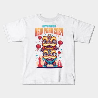 Joyful Dragon & Lion Parade: Happy Chinese New Year 2024! Kids T-Shirt